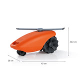 GARVIDA Rasensprenger mit Wasserstopp-Schalter - selbstfahrend, orange, für gleichmäßige und automatische Rasenbewässerung.