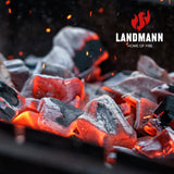 LANDMANN Restaurant Holzkohle mit extra großen Stücken aus Wattle-Akazie für hohe Grilltemperaturen und lange Brenndauer.