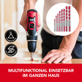 MAXXMEE Mehrzweckbohrer-Set - 8-tlg. rot, Karbonstahl, hitzebeständig, vielseitig für Holz, Metall, Stein, inkl. Aufbewahrungsbox.