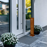 Hoberg LED Rost-Schild mit Willkommen, dekoratives rostoptisches Metallschild mit LED-Lichterkette und Batteriebetrieb für außen und innen.