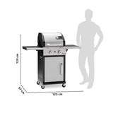 LANDMANN Gasgrill Triton PTS 2.0 silber mit 2 Edelstahl-Brennern, emailliertem Gusseisenrost und geschlossenem Unterschrank.