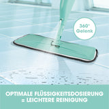 CLEANmaxx Spray-Mopp türkis mit 400 ml Wassertank, 360° Gelenk und integrierter Sprühfunktion für einfache Bodenreinigung.