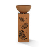 EASYmaxx LED-Dekosäule mit Pflanzschale Rost-Optik Bauernrose, 59 cm, floral dekoriert mit LED-Beleuchtung und Batteriebetrieb.