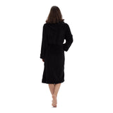 LUMALAND Bademantel Damen Herren mit Kapuze aufgesetzte Taschen schwarzer Mikrofaser Coral Fleece kuschelig und schnelltrocknend