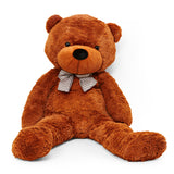 LUMALAND XXL-Teddy mit Knopfaugen - 120 cm großer brauner Kuschelteddy mit Schleife, flauschig und robust, ideal als Geschenk.