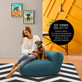 LUMALAND Interior Line Sitzsack-Lounge Aqua, 320l Füllung, 90x50 cm, weiches Leinen-Material, komfortables Rundsitzsack-Sofa für Innenräume.