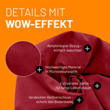 LUMALAND Luxury XL PLUS Sitzsack rot mit abnehmbarem Bezug, Microveloursoptik, extrastarken Nähten und verdecktem Reißverschluss.