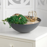 Hoberg LED Pflanzsäule in Beton-Optik 23x23x70 cm mit Gingkoblätter-Design, LED-Beleuchtung, abnehmbarer Pflanzschale, batteriebetrieben.