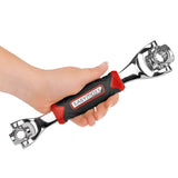 EASYmaxx Multi-Steckschlüssel 8in1 schwarz/rot mit rutschfestem Griff für schwer erreichbare Stellen und acht Steckschlüsselgrößen.