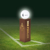 Borussia Mönchengladbach LED-Dekosäule Rost-Optik mit Leuchtkugel – 84 cm, braun, freistehend, LED-Fußballleuchte, Akku, USB, Timer, Fernbedienung.