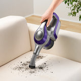 CLEANmaxx Akku-Zyklon-Staubsauger 2in1 lila/silber mit Möbelkantenbürste reinigt effektiv Polster und schwer erreichbare Flächen.