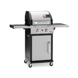 LANDMANN Gasgrill Triton PTS 2.0 silber mit 2 Edelstahl-Brennern, emailliertem Gusseisenrost und Temperaturanzeige im doppelwandigen Deckel.