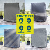 Hoberg Strandkorb Schutzhülle L/XL grau, robust, wasserfest, wetter- und UV-beständig, mit Ventilationsfenstern und Reißverschluss.