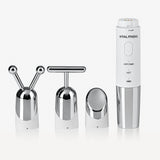 VITALmaxx Massagegerät Augen mit Mikrostromvibration, Wärmefunktion, 3 Aufsätzen und kabellosem USB-Akku für Gesichtsentspannung.