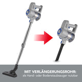 CLEANmaxx Akku-Zyklon-Staubsauger 22,2V hellgrau/blau mit Teleskoprohr für Hand- und Bodenstaubsaugerfunktion.