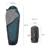 Where Tomorrow Camping Schlafsack Small & Light wasserabweisender Mumienschlafsack 220x80x50 cm mit Packsack in Goblinblau-Grau