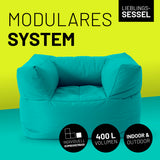 LUMALAND Sitzsack-Sofa Sessel Türkis mit 400L Volumen, modular, bequem, indoor & outdoor, abwischbar und pflegeleicht.