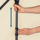 Hoberg flexibler Sonnenschirm - Beige mit höhenverstellbarer Stange und robustem Aluminiumgestell für Balkon und Terrasse.