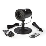 W:O:A LED-Motivstrahler mit Logo, projiziert rotierende Skulls, mit Erdspieß, Indoor-Sockel, Fernbedienung und 3 Geschwindigkeitsstufen.