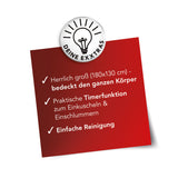 MAXXMEE Heizdecke 180 x 130cm, grau mit Timerfunktion, großer Größe für ganzen Körper, einfache Reinigung, ideal zum Einkuscheln.