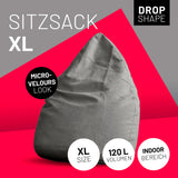 LUMALAND Luxury XL Sitzsack stylischer Beanbag Grau mit 120L Füllung, Versand für modernen Wohnraum und entspanntes Sitzen indoor.