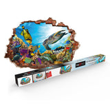 MAXXMEE Wandtattoo 3D "Meeresleben" mit selbsthaftendem 3D-Effekt, das Meeresmotive optisch durch die Wand brechen lässt.