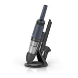 MAXXMEE Akku-Handstaubsauger anthrazit mit 2000mAh BLDC Motor, beutellos, HEPA-Filter und platzsparender Ladestation.