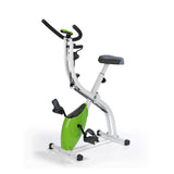 VITALmaxx Heimtrainer Fitness Bike in weiß/limegreen mit 8 Schwierigkeitsstufen und Trainingscomputer für effektives Ganzkörper-Training.