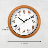 Wanduhr Küchenuhr Uhr Analog Vogelstimmen mit 12 Singvogelstimmen, naturgetreue Motive, 25 cm, batteriebetrieben, automatische Abschaltung nachts.