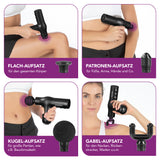 VITALmaxx Mini-Massage Gun Smart Grip - schwarz mit 4 Aufsätzen zur Muskelentspannung an verschiedenen Körperstellen.