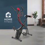 VITALmaxx Heimtrainer Fitness Bike schwarz/rot mit magnetischer Bremse, Expanderbändern, Trainingscomputer und verstellbarem Sitz.