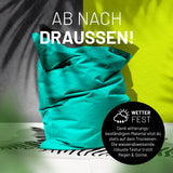 LUMALAND Sitzsack Classic XXL (380 L) in Türkis – wetterfest, wasserabweisend, robust für drinnen und draußen, pflegeleicht mit verdecktem Reißverschluss.