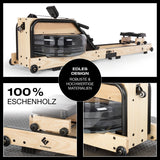 FitEngine klappbares Wasser-Rudergerät 2.0 - Brown aus hochwertigem 100 % Eschenholz, robust und platzsparend fürs Home-Gym.