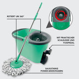 CLEANmaxx Power-Wischmopp 8 Liter türkis/grau mit Schleuder, Fußpedal und saugstarken Power-Mikrofasern für streifenfreie Sauberkeit.