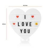 EASYmaxx LED-Leuchtkasten Herz mit 173 Buchstaben und 150 Moodjis für individuelle Textbotschaften und Partydekoration im Herzdesign.