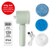 CLEANmaxx Akku-Reinigungsbürste Mint mit 3 Aufsätzen, kabellos, USB-Ladung, 2 Geschwindigkeitsstufen, ideal für vielseitige Reinigung.