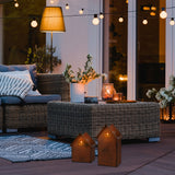 Hoberg Rost-Pflanztöpfe - 2er-Set als dekorative Windlichter mit warmem Licht in gemütlicher Garten- und Terrassen-Atmosphäre.