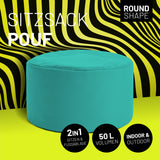 LUMALAND Sitzsack Pouf (50 L) in Türkis, multifunktional als Sitzhocker & Fußschemel, für Innen- & Außenbereich, pflegeleicht und langlebig.