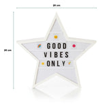 EASYmaxx LED-Leuchtkasten Stern mit 173 Buchstaben und 150 Moodjis, 29x29 cm, für individuelle, leuchtende Textbotschaften.