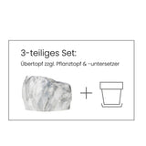 Botanyia Pflanzenübertopf "Marmor" für 12 cm Ø Töpfe, 3-teiliges Set mit Naturstein-Optik und stabilem Magnet-Klick-Verschluss.