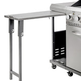 GRILLCHEF Gasgrillküche 6 BR + SB - 121 cm - silber mit ausklappbarem Seitentisch und Edelstahl-Seitenbrenner.