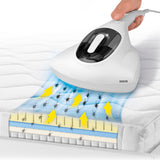 N8WERK Milbensauger in der Moonlight Edition entfernt Milben mit UV-C-Licht, HEPA 11-Filter und 200 ml Schmutzbehälter effektiv.