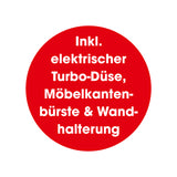 CLEANmaxx Akku-Zyklon-Staubsauger 2in1 lila/silber mit elektrischer Turbo-Düse, Möbelkantenbürste und Wandhalterung.