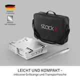 STACK Grill - Grill und Feuerstelle, handlicher mobiler Edelstahlgrill mit Grillzange und praktischer Transporttasche, designed in Germany.