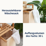 LUMALAND Bambus Wäschekorb mit ausziehbarem Wäschesack, 33x33x73 cm, 30 L Fassungsvermögen, beige, stilvoll und praktisch.