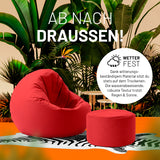 LUMALAND Sitzsack Pouf (50 L) Rot wetterfest, vielseitig für In- & Outdoor, pflegeleicht mit verdecktem Reißverschluss und EPS-Füllung Made in Germany.