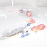 VITALmaxx Porenreiniger 5-tlg. mit Aufsatz für Mikrodermabrasion in Weiß, kompakt, mit Mikrokristallin-Aufsatz und 2 Vakuum-Aufsätzen.