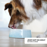 FLUFFINO® Hundenapf / Futternapf Keramik - 800 ml in Blau, handgefertigt, lebensmittelecht, spülmaschinenfest für kleine und mittelgroße Hunde.
