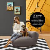 LUMALAND Interior Line Sitzsack-Lounge Hellgrau, rundes Sitzsack-Sofa mit 320l Füllung, 90x50 cm für hohen Sitzkomfort innen.