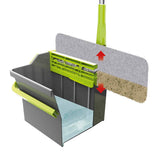 MAXXMEE Wischsystem Flat-Mopp mit 2-Kammer-Eimer 5l zum Befeuchten und Auswringen von Hartböden grau/grün